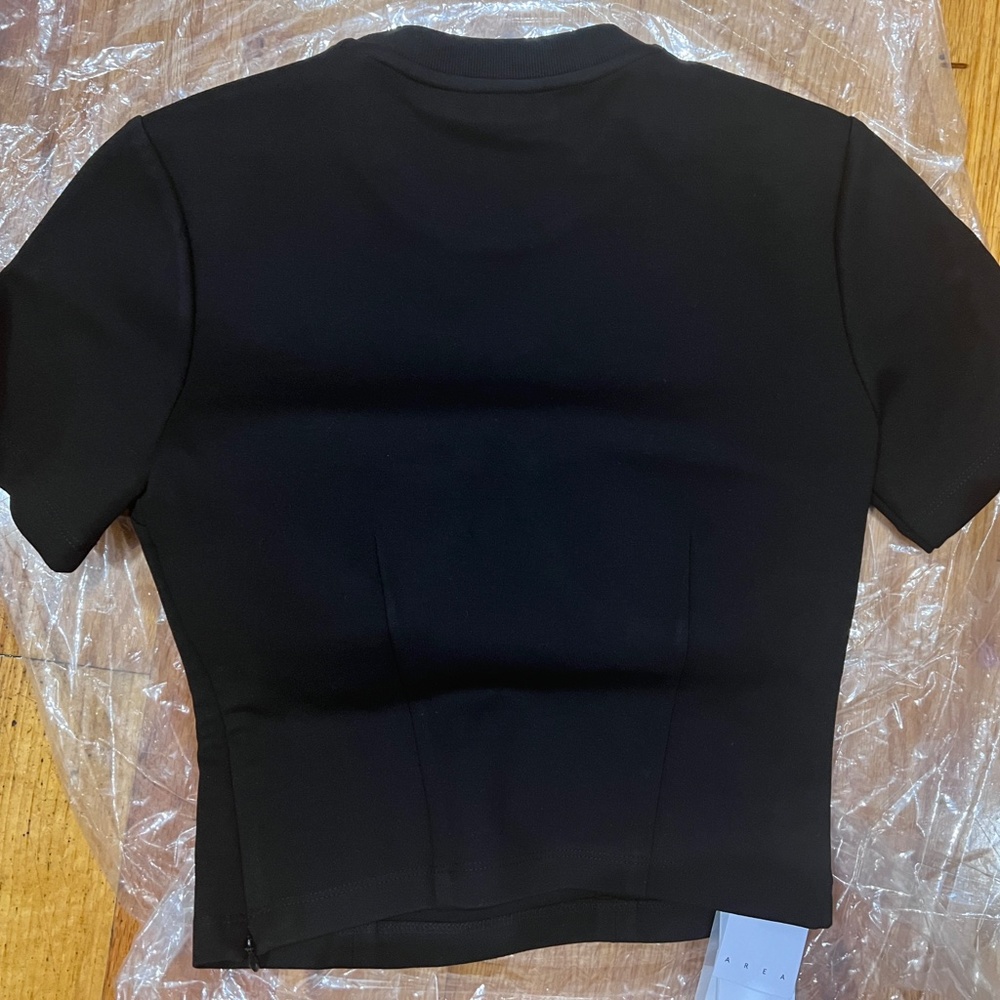 AREA Black Short Sleeve Tee with Crystal Bust Detail - Picture 7 of 7
